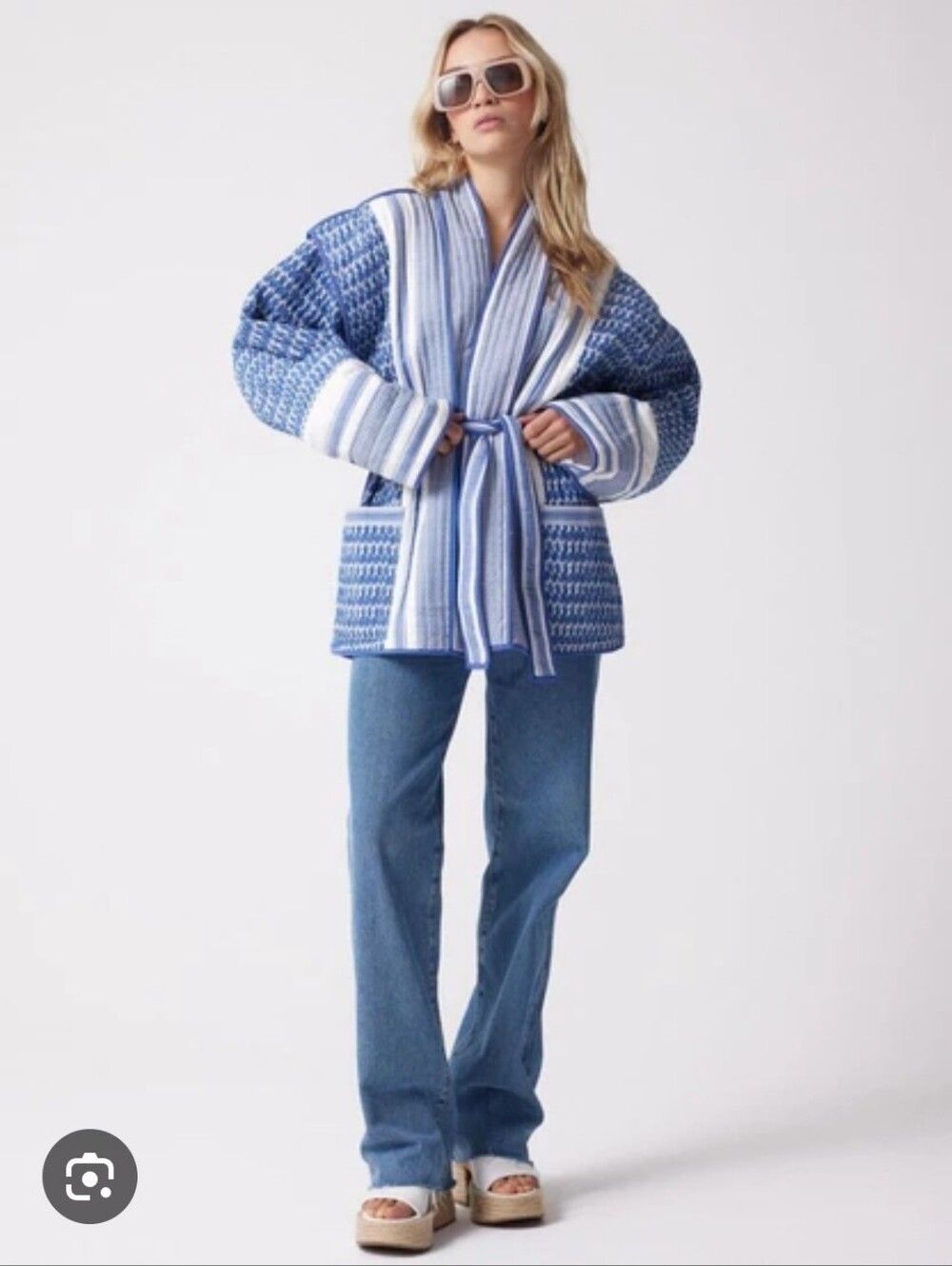 NOTSHY I O/S Oversized Lauryn Quilted Kimono Jacket I blue white I $550 retail